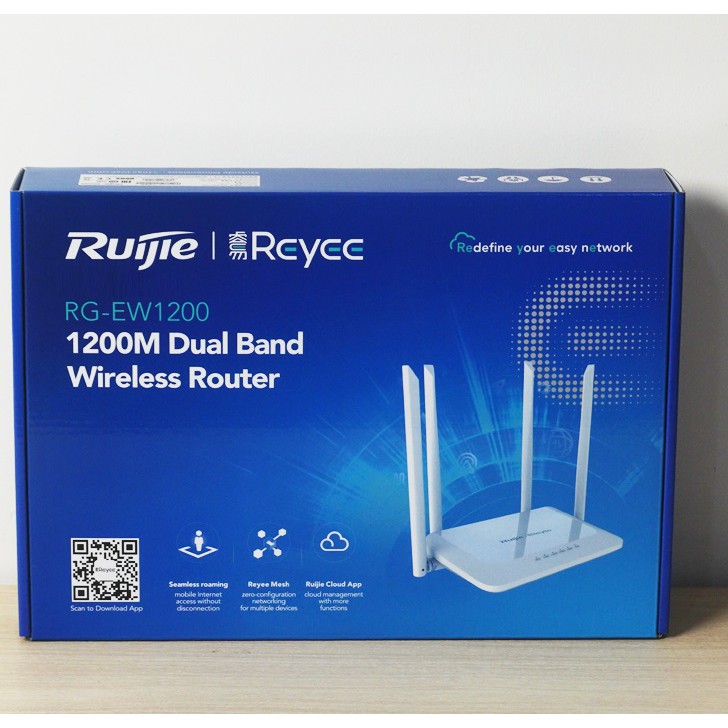 Bộ Phát WiFi Router Ruijie RG-EW1200 Băng Tần Kép Chuẩn AC1200Mbps
