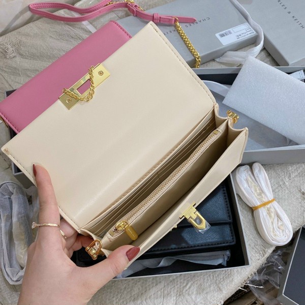 Túi xách nữ chữ C dáng clutch khóa nhọn nhiều ngăn đựng vừa điện thoại có dây đeo chéo