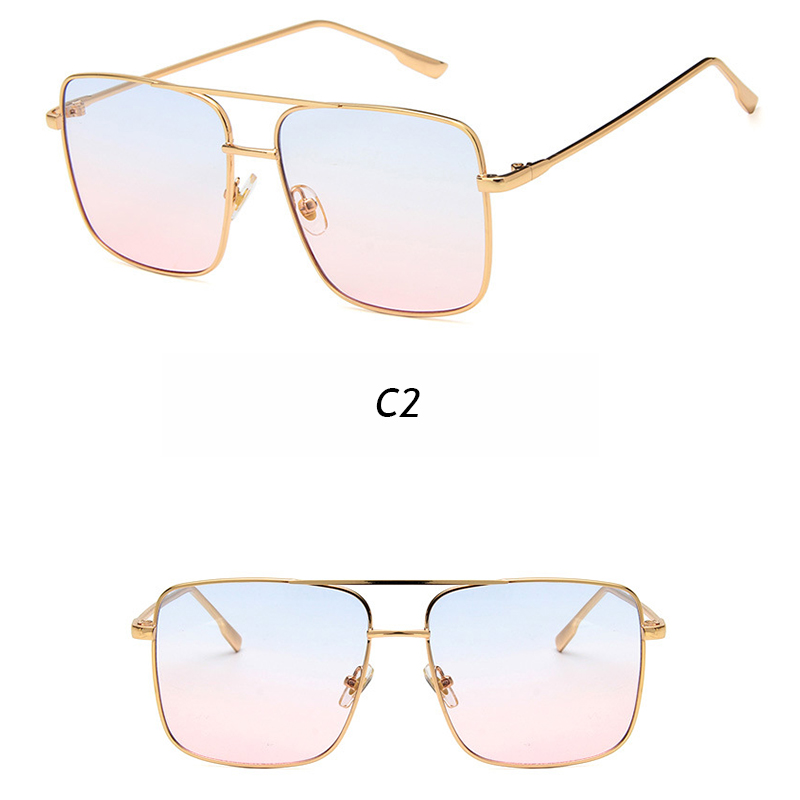 Kính mát gọng vuông kim loại bảo vệ chống tia cực tím cho nữ