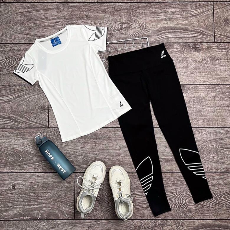Set bộ tập ADIDAS áo và quần dài co giãn 4 chiều GYM YOGA erobic Đẹp