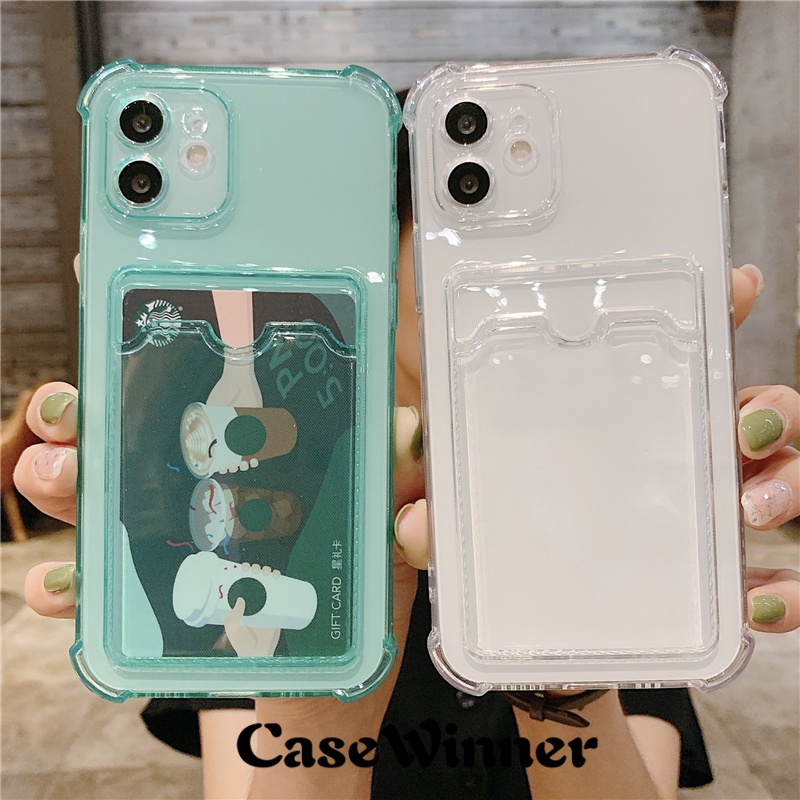 Ốp Điện Thoại Tpu Mềm Trong Suốt Chống Sốc Có Ngăn Đựng Thẻ Cho Oppo A15 A95 A3S A15S A12E A12 A16 A7 A74 A11K A5S A35