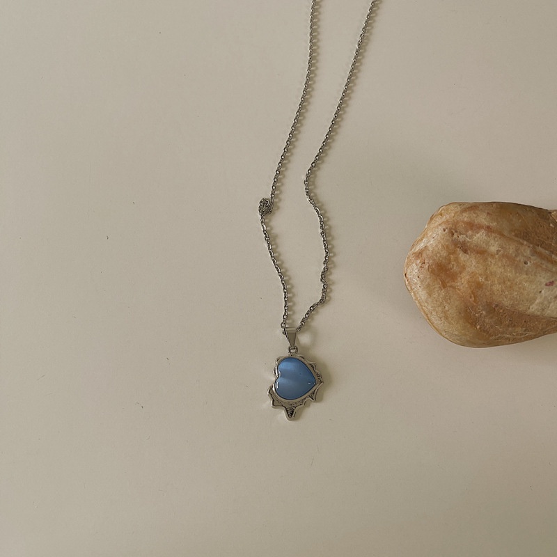 Vòng cổ Mặt Trái Tim Màu Xanh Dương Đơn Giản Thời Trang