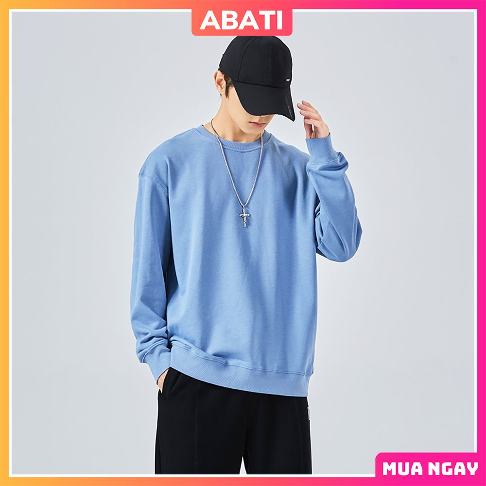 Áo sweater nam nữ form rộng lót nỉ ấm áp unisex ABATI Áo nỉ nam sweater dài tay phong cách hàn quốc cổ tròn