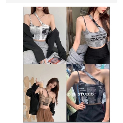 CÁ TÍNH*Áo bra su kiểu dáng Croptop ôm phối dây chéo Fashion #2558