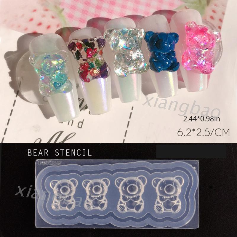 10m Khuôn Silicone Làm Móng Hình Gấu 3d