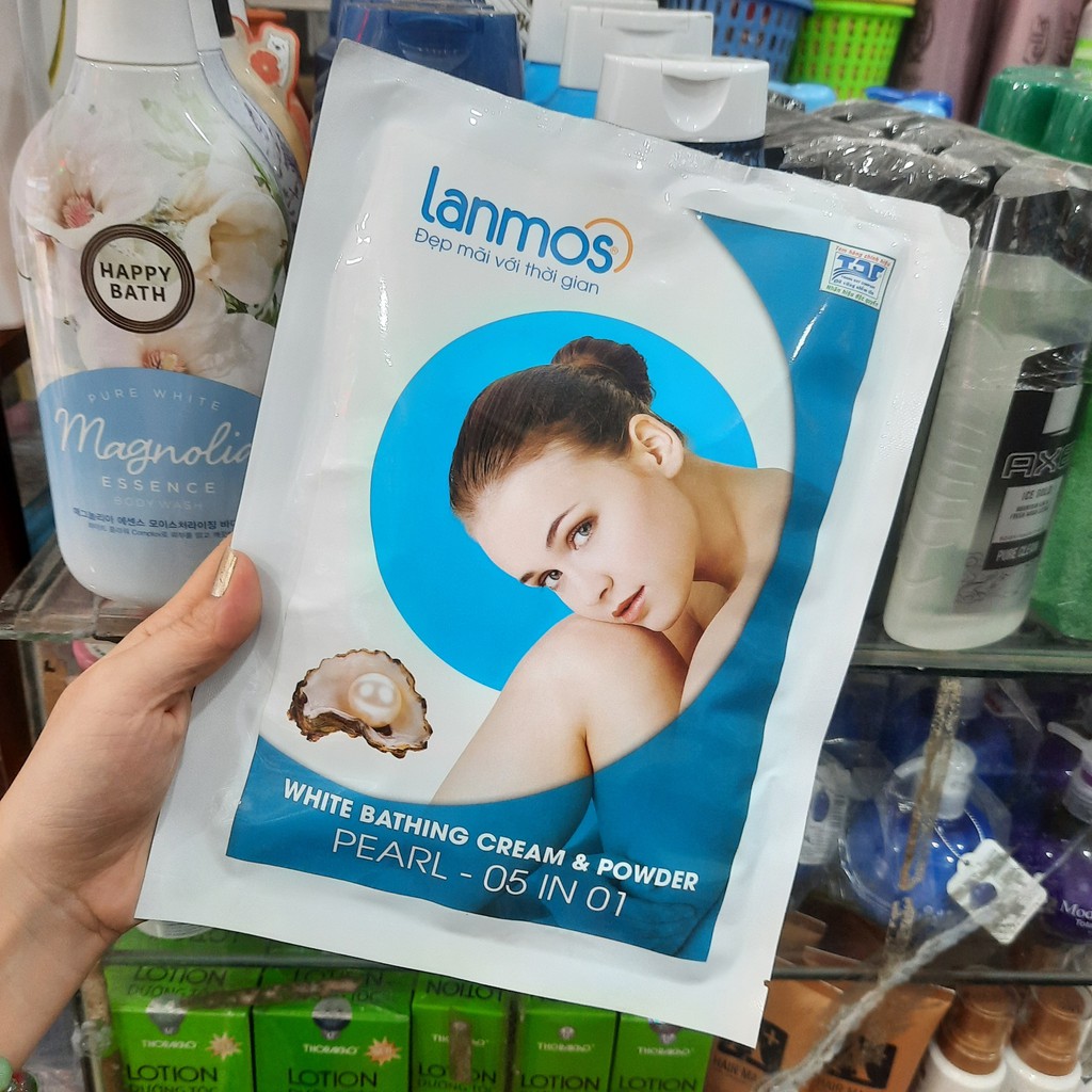 Kem Và Bột Tắm Trắng Ngọc Trai 5 Trong 1 Lanmos 245g