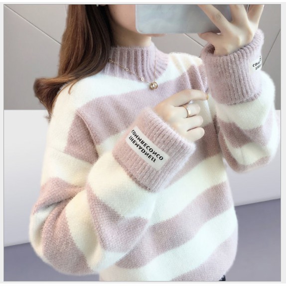 Áo Len Kẻ Nữ Thời Trang Hàn Quốc Dày Dặn Ấm | BigBuy360 - bigbuy360.vn