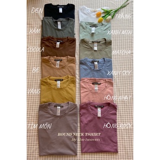 Áo thun cổ tròn basic vải cotton dày dặn, co giãn, tay ngắn