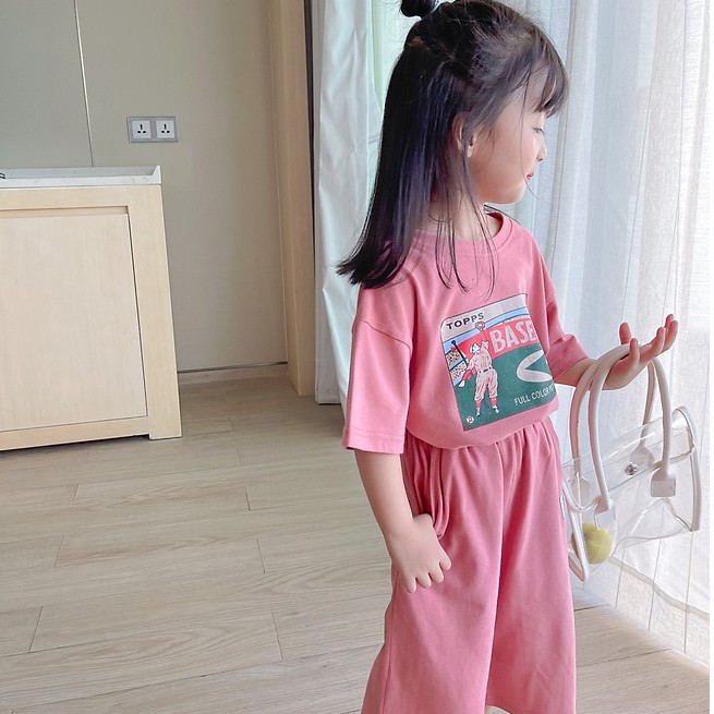 Đồ thể thao ngắn tay in họa tiết thời trang mùa hè Hàn Quốc dành cho bé