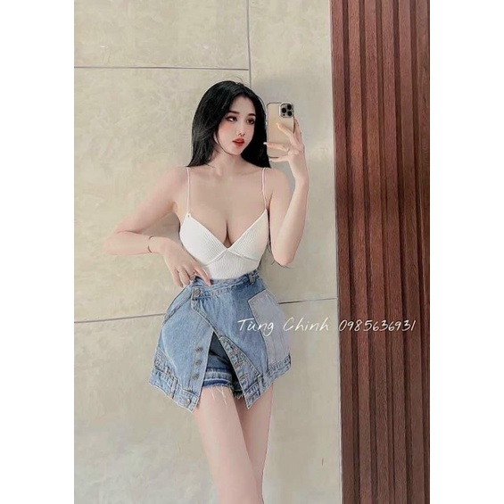 Áo bra 2 dây len gân diêu xịn mịn