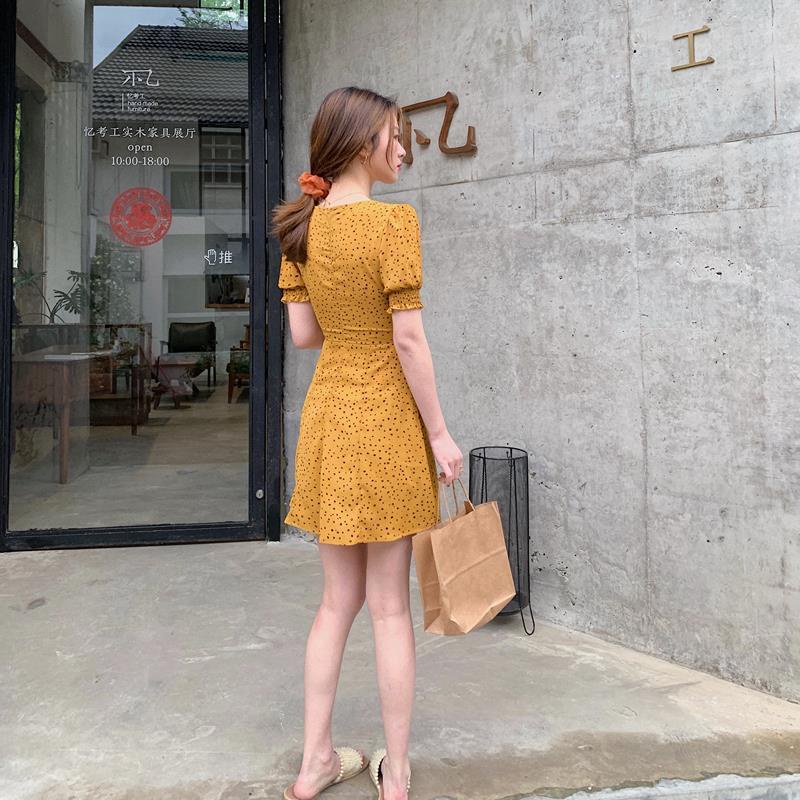 Đầm Hoa Cổ Vuông Tay Phồng Thời Trang Mùa Hè Kiểu Pháp Cổ Điển Mới Cho Nữ