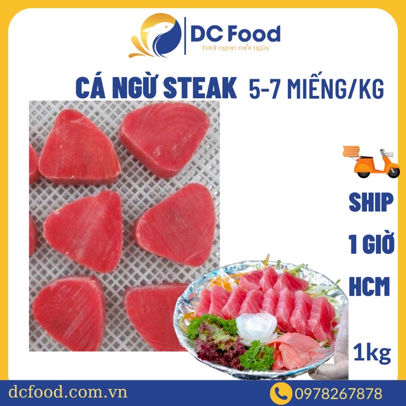 Giao HCM Cá Ngừ Đại Dương Steak, 5-7 miếng kg, Ăn Sashimi, nấu lẩu ngon thumbnail