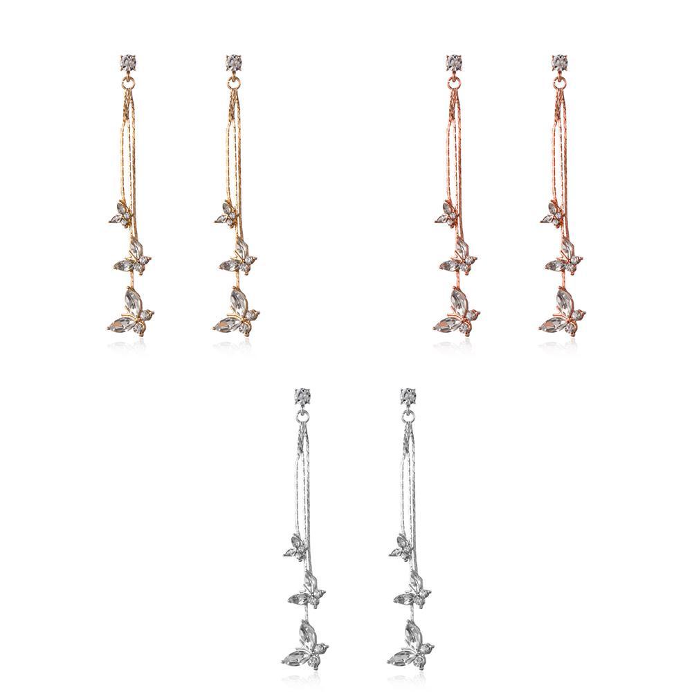 1 Đôi Bông Tai Dáng Dài Đáng Yêu|Nhẫn Đính Đá Zircon Thời Trang