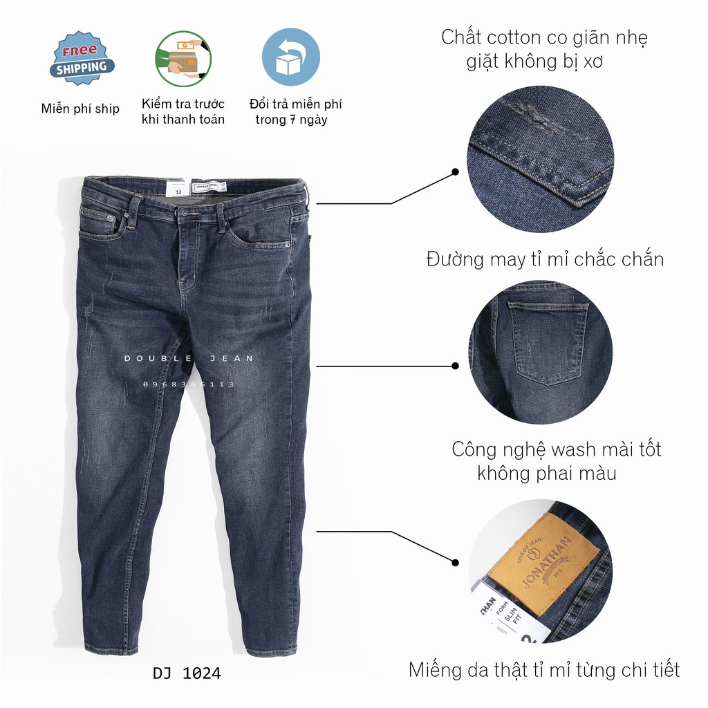 Quần Jean nam cao cấp xanh wash mài ánh tím cotton slim fit (form đẹp nhất)