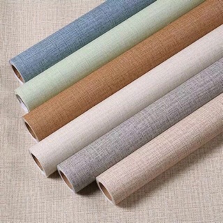 10m giấy dán tường giả vải vân sần chất giấy dày đẹp, khổ 60cm ( keo sẵn)