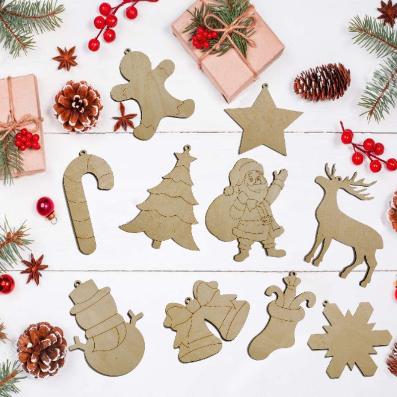 Trang trí Noel bằng gỗ 😍 Set tô màu, decor sáng tạo trang trí Noel