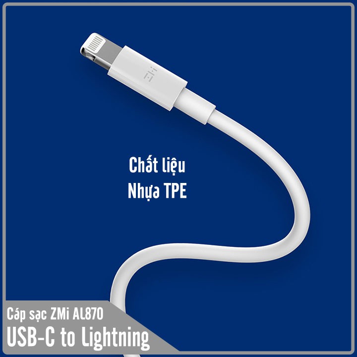 Cáp sạc nhanh ZMi chuẩn MFi USB-C to Lightning hỗ trợ sạc nhanh Power Delivery ( AL870 )