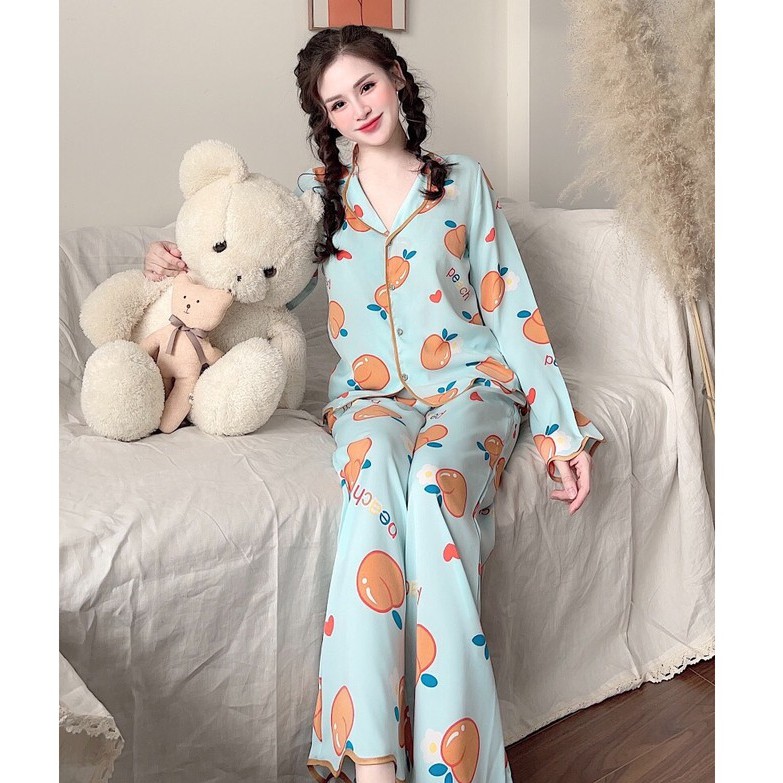 [Hàng Cao Cấp] Bộ Pijama Lụa Cao Cấp Không Nhăn - Bộ Mặc Nhà Dài Tay Thu Đông Chất Vải Mềm Mịn Thấm Hút Mồ Hôi