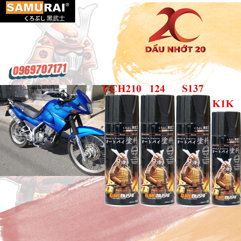 Combo 4 chai sơn màu xanh Jackal Suzuki Samurai S137 gồm uch210 124 s137 bóng tuỳ chọn k1k 128 bóng kim tuyến k1kt 128A