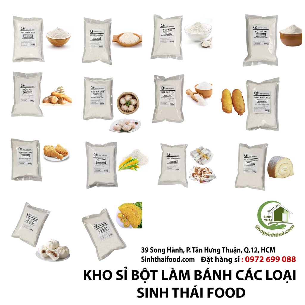 Bột gạo, bột nếp, bột năng, bột bánh cuốn, bột bánh xèo, bột bánh bông lan hấp, bột há cảo - Bịch 500g - chọn loại