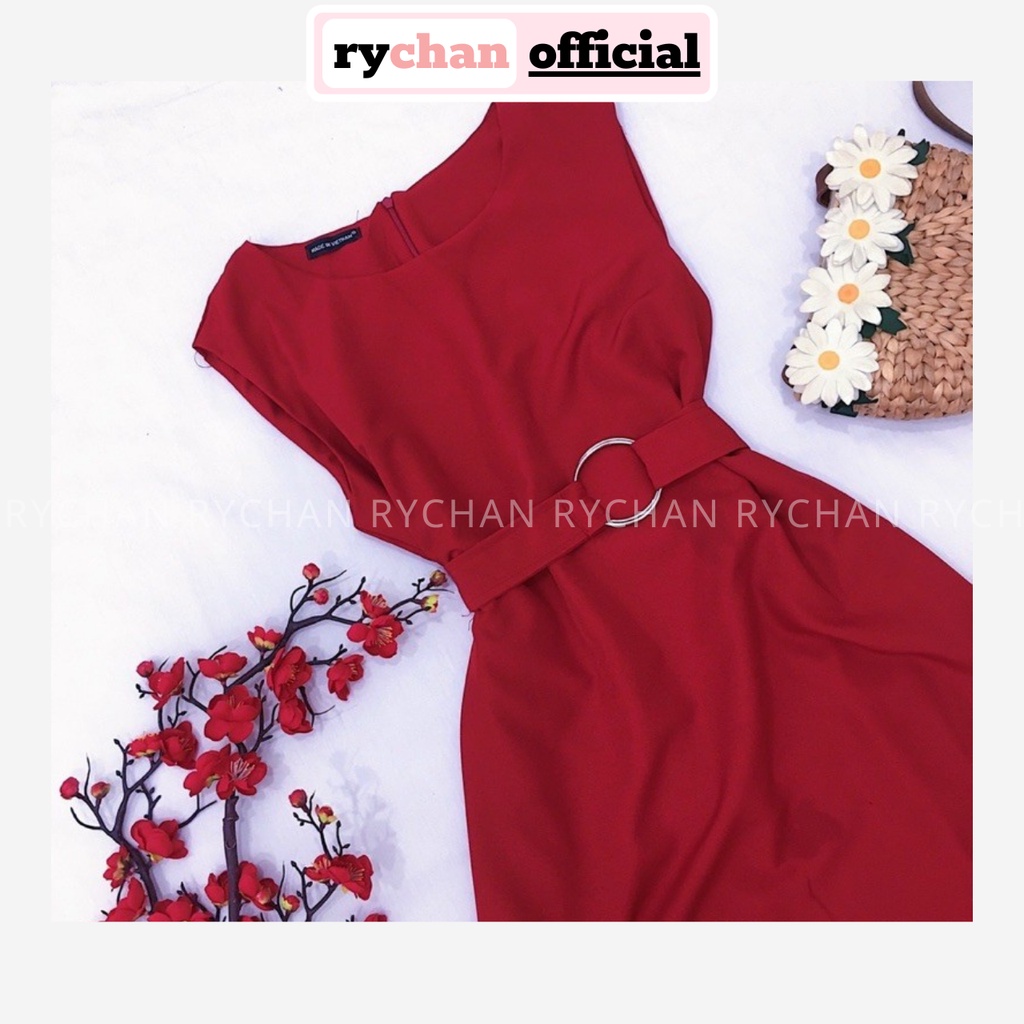 Đầm Đỏ Kèm Belt Form Dài Cổ Tròn [ẢNH THẬT CUỐI] - DX635