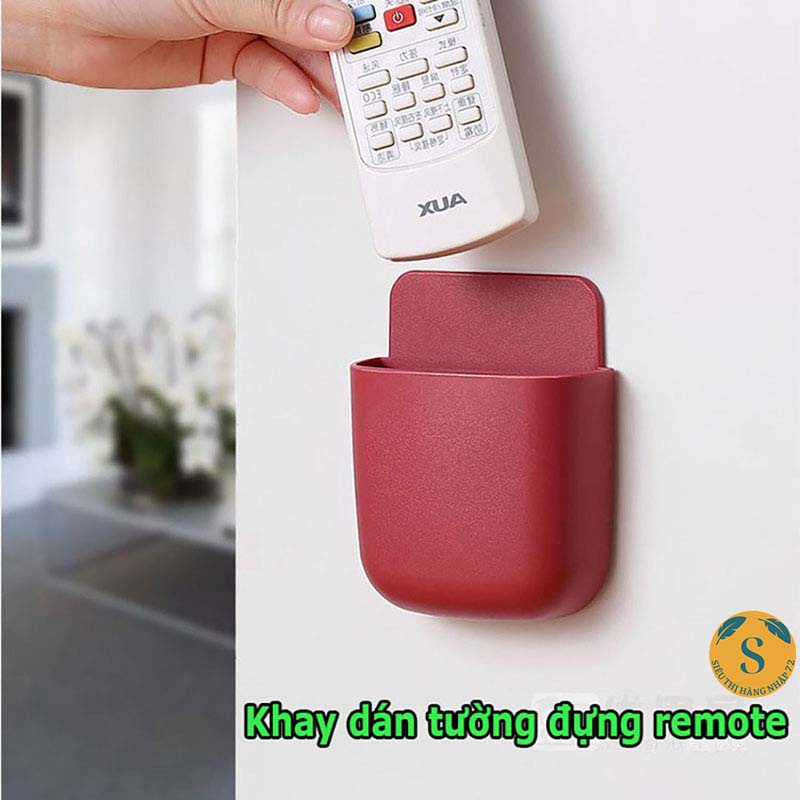 Khay gắn tường để đựng remote, điều khiển máy lạnh tiện dụng treo tường (giao màu ngẫu nhiên) [KHAY DÁN]]