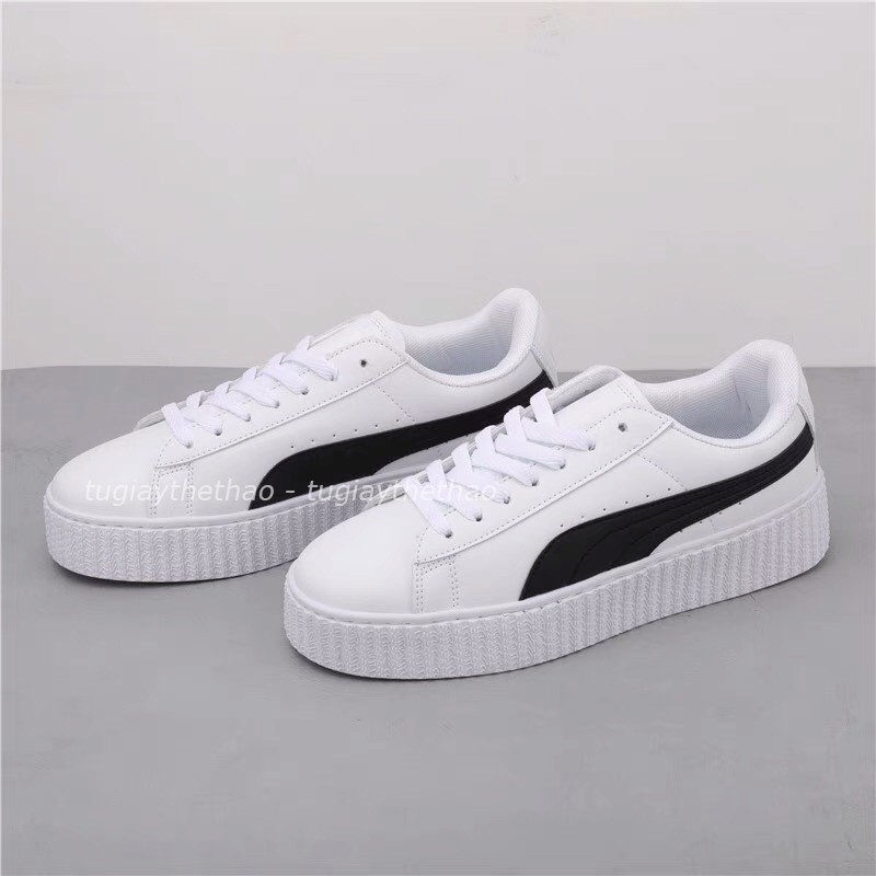 Giày Thể Thao Nam Nữ Sneaker Cá Tính PM 001 màu Trắng kẻ Đen.