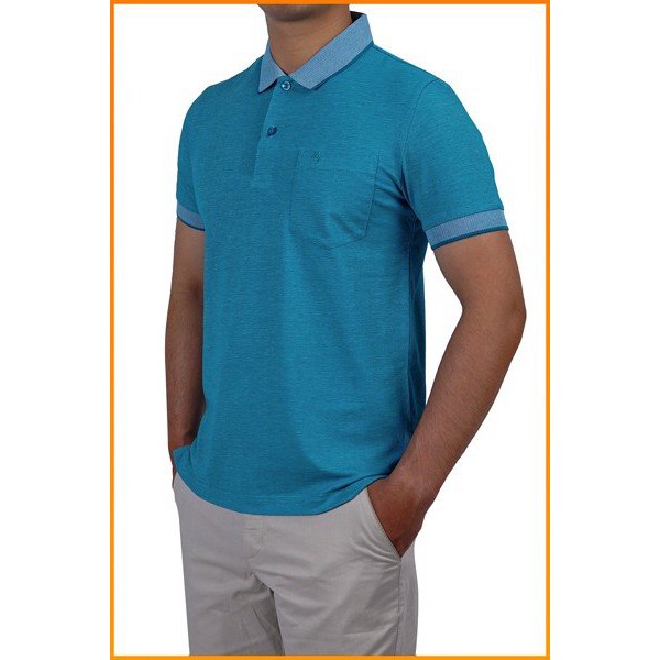 Áo thun nam có cổ Merriman chất liệu cotton thoáng mát mã THMTS031-TEAL