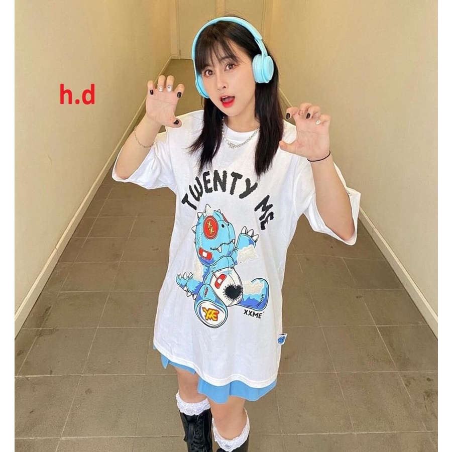 Áo thun khủng long form thụng chất cotton nam nữ mặc đẹp