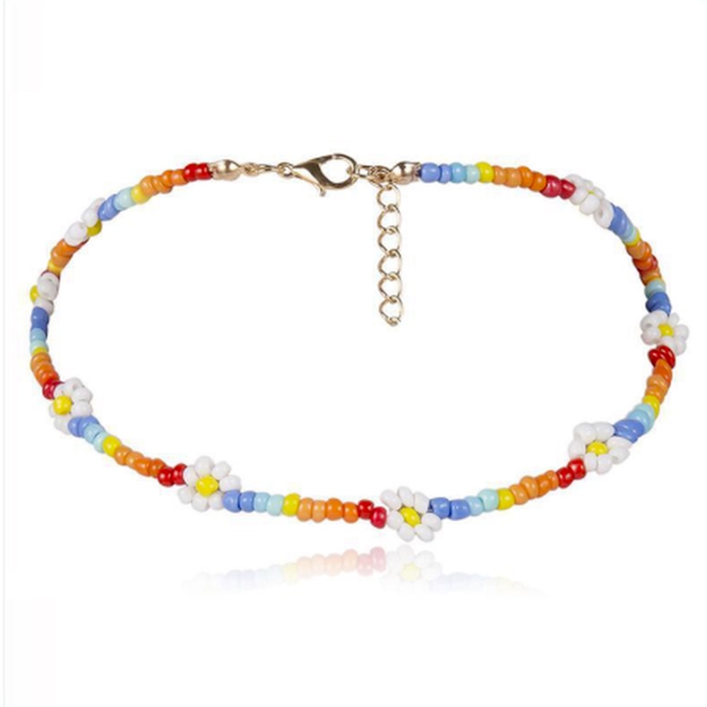 Vòng Cổ Choker Đính Hạt Nhiều Màu Sắc Phong Cách Bohemian Thời Trang