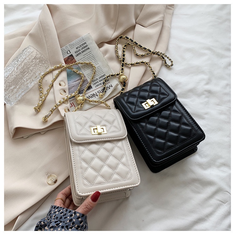 Túi đeo chéo kiêm ví đựng điện thoại nữ ô trám hai ngăn BAG U CLT105