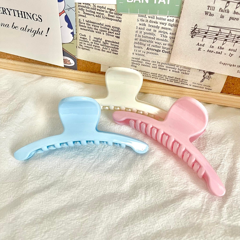 Kẹp tóc càng cua nhựa bóng pastel nữ đẹp hot trend trong suốt cỡ size lớn phong cách Hàn Quốc