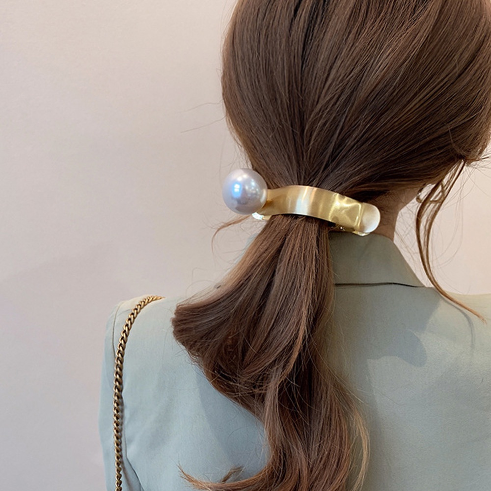 Kẹp Tóc Kim Loại Đính Ngọc Trai Giả Thiết Kế Tinh Tế Thời Trang
