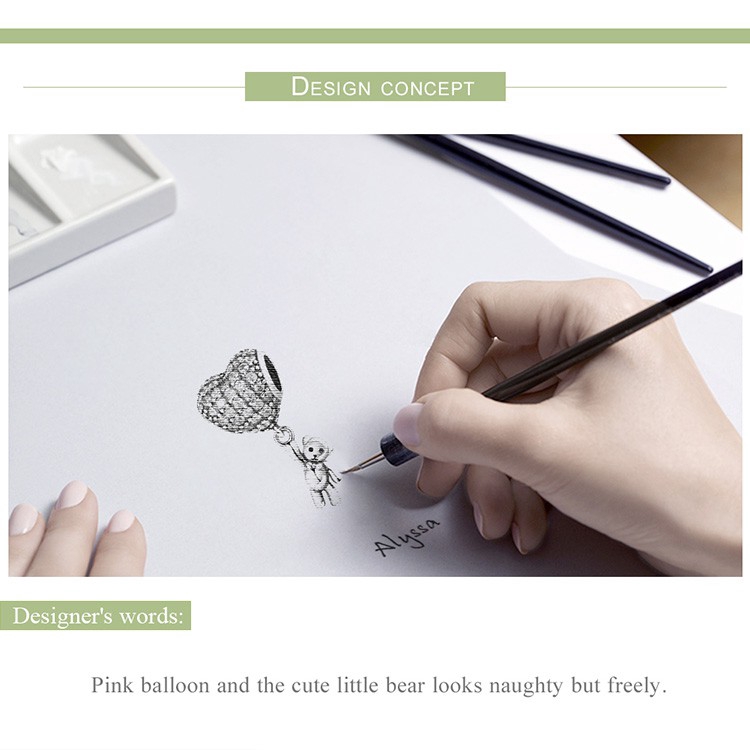 Bamoer Mặt Vòng cổ Bạc 925 Hình Trái Tim Đính Đá Quý