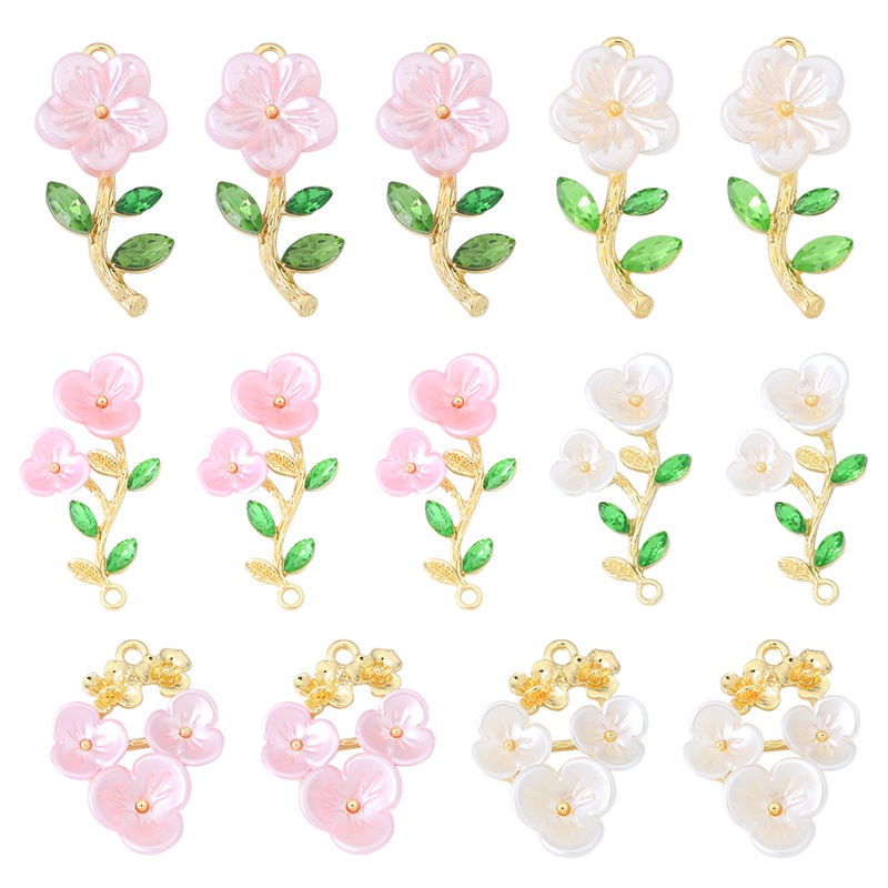 Mặt dây chuyền/ khuyên tai hình hoa bằng hợp kim và acrylic