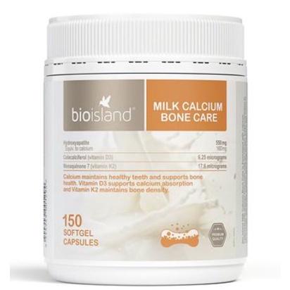 Viên uống Canxi sữa cho người lớn, Canxi hữu cơ, Canxi Bone Care Bioisland 150 viên - Úc