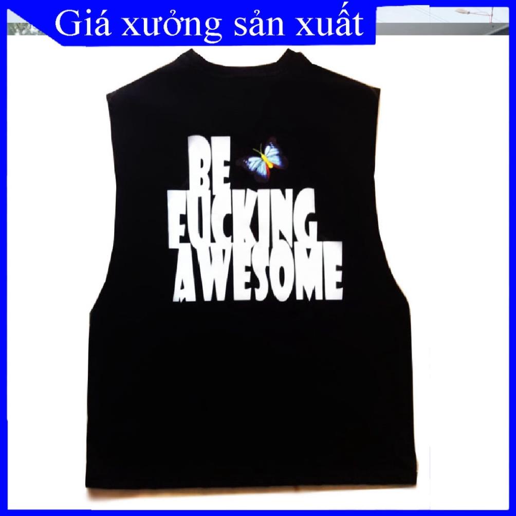 Áo thun sát nách màu đen Unisex tank top cho nam nữ mặc mùa hè dày *