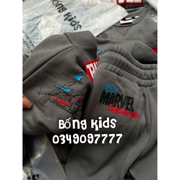 Bộ Nỉ Bé Trai M@RVEL Xám PR