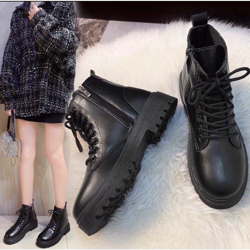 [MÃ CHAOC2022 giảm 5k] Bốt kéo khóa đen trơn da mềm ulzzang (hàng đẹp) - Hình thật ở cuối | BigBuy360 - bigbuy360.vn