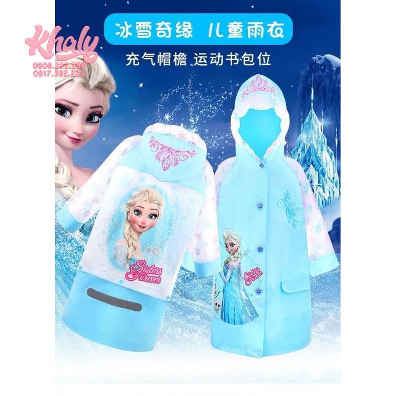 Áo mưa hình công chúa Anna, Elsa (Frozen) màu xanh cho trẻ em bé gái (S,M,L,XL,XXL) 83P4NDF86412X