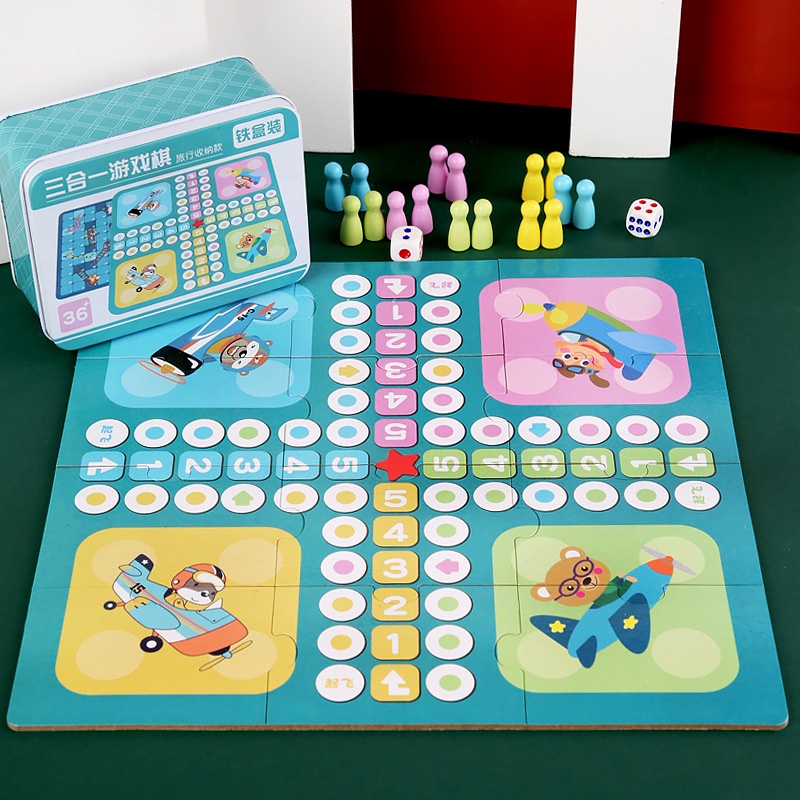 Bộ đồ chơi xếp hình bàn cờ kèm xúc xắc cho bé phát triển tư duy KingKids