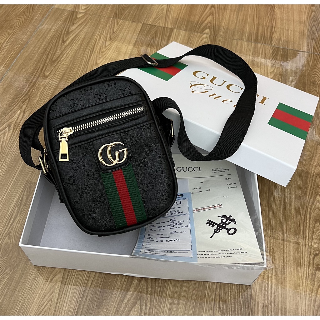Túi Đeo Chéo Gucci Nam Nữ, Túi Đeo Chéo Gc Hàng Cao Cấp,  Tag Thẻ Da Thật Hàng Loại 1