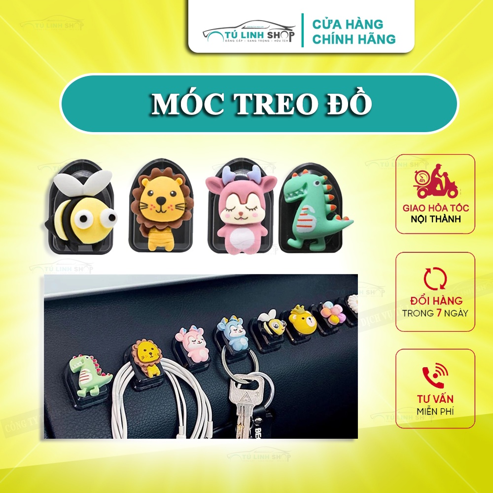 Móc treo đồ nhỏ gọn kiểu dáng động vật hoạt hình sáng tạo dễ thương gắn sau xe hơi tiện lợi