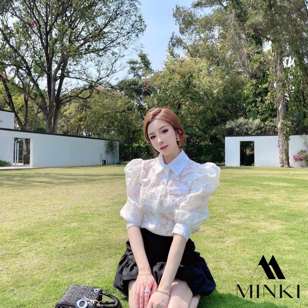 SET SƠ MI REN NƠ LƯNG + CHÂN VÁY ĐEN - CHẤT LIỆU REN VÂN NỔI CAO CẤP - [HÀNG THIẾT KẾ] | BigBuy360 - bigbuy360.vn