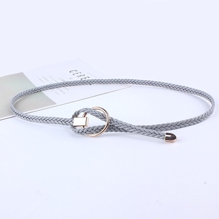 Thắt lưng da PU dây bện khóa tròn, dây lưng da phong cách thời trang retro