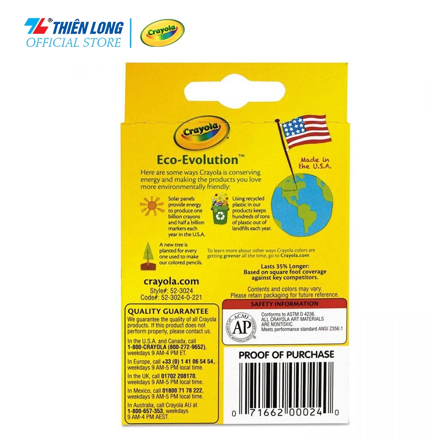 Bộ bút sáp 24 màu CRAYOLA 523024