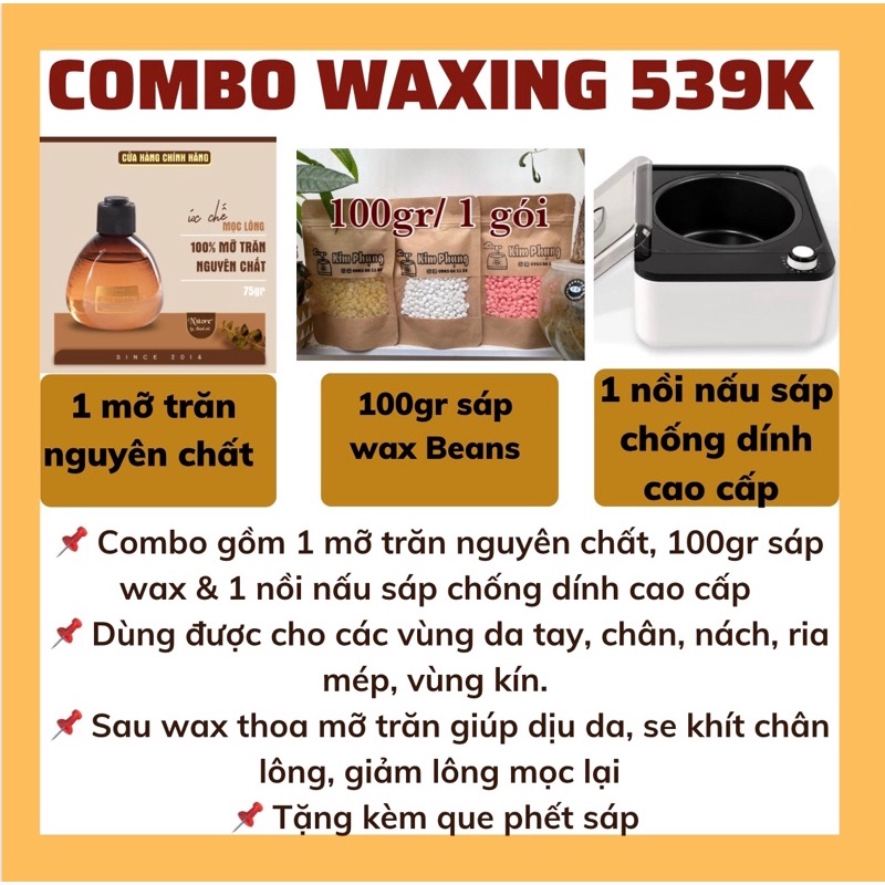 COMBO WAXING NỒI CHỐNG DÍNH CAO CẤP Wax lông tại nhà triệt lông vĩnh viễn