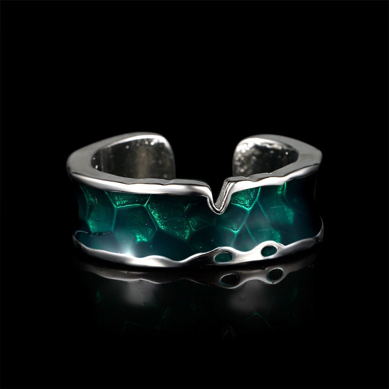 Nhẫn nam nữ tròn unisex Punstore màu bạc thời trang chất Titan đẹp đơn giản không gỉ - Nhẫn Green