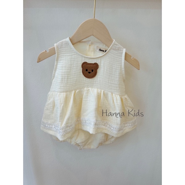Ảnh thật - Shop tự chụp - Body Gấu xô muslin cho bé gái 5-11kg