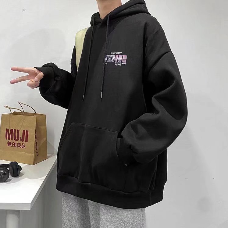 Áo Hoodie Dáng Rộng Phong Cách Harajuku Hàn Quốc Thời Trang Thu Đông Cho Nam Nữ M-8XL